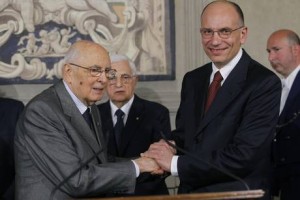 ITALIAN PRIME MINISTER ENRICO LETTA ANNOUNCES HIS NEW GOVERNMENT