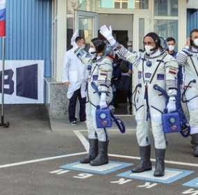 Space launch preparation for ISS Expedition 66 in Baikonur